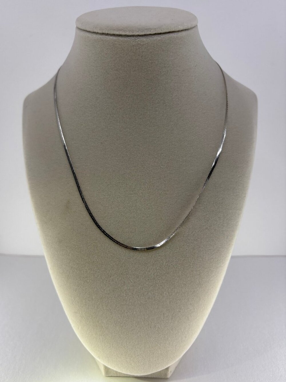 Rhodium Pld 925 Sterling Silver Flat Snake Herringbone 1.8mm Chain 16+2" 3.09g